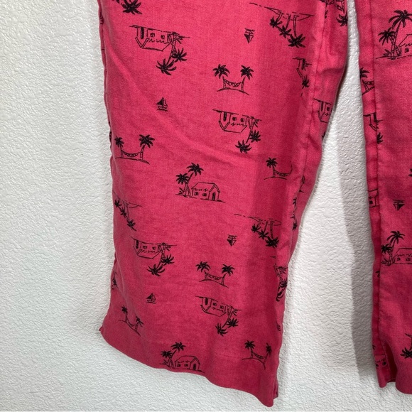 J Jill Linen Pull On Pants Relaxed Fit Pink Medium Wide Leg Beach - Picture 7 of 13